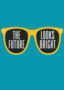 Bright yellow sunglasses say the future looks bright on teal