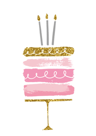 Elegant Pink and Gold Birthday Cake with Three Candles