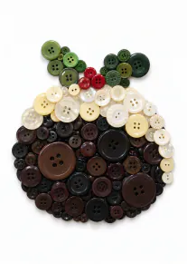 Button Christmas Pudding Card
