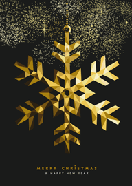 Elegant Gold Snowflake Christmas Card with Sparkling Stars