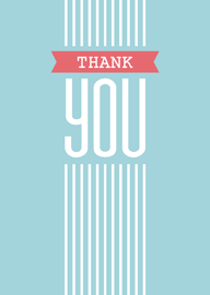 Simple Modern Thank You Card with Stripes and Banner
