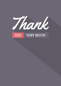 Bold thank you card with modern typography and grey background, saying Thank You Very Much.