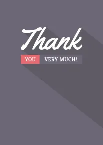 Bold thank you card with modern typography and grey background, saying Thank You Very Much.
