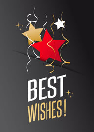 Elegant Best Wishes Card with Stars and Streamers Design