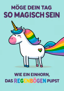 Magisches Einhorn mit Regenbogenpups