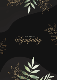Elegant Sympathy Card with Gold and Green Leaf Design