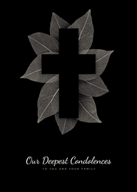Elegant Sympathy Card with Cross and Leaf Design