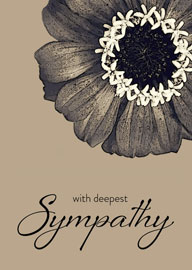 Elegant sympathy card with detailed flower and heartfelt message
