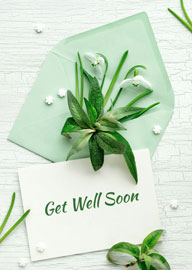 Elegant Get Well Soon Card with Green Leaves and Snowdrops