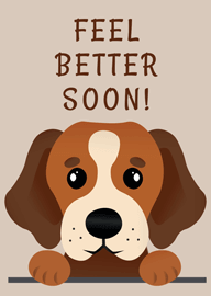 Cute dog illustration with feel better soon message