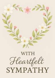 Elegant Heart-Shaped Floral Sympathy Card with Gentle Message