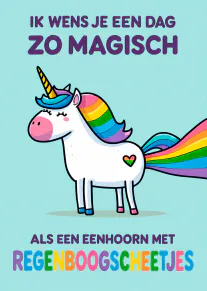 Magische eenhoorn met regenboogscheetjes