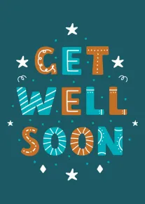 Colourful Get Well Soon Card with Retro Lettering and Stars