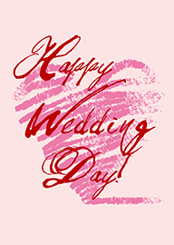 Elegant Happy Wedding Day Card with Pink Heart Background