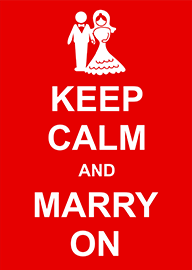 Keep Calm and Marry On Wedding Card with Bride and Groom
