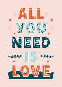 All You Need Is Love Pastel Hearts Decorative Card Design