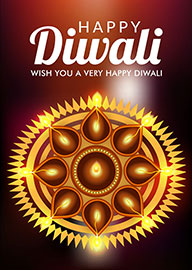 Happy Diwali Card with Traditional Oil Lamps and Warm Glow
