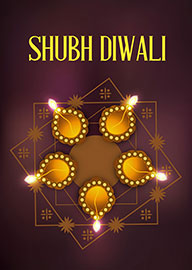 Elegant Shubh Diwali Card with Traditional Oil Lamps and Rangoli Design