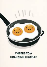 Cute Smiling Fried Eggs in Pan Cheers to Cracking Couple