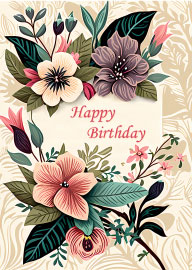 Elegant Floral Birthday Card with Beautiful Colorful Flowers