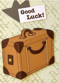 Good Luck Card Featuring Vintage Suitcase and Star