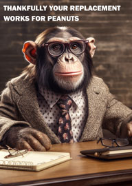 Funny Thank You Card Featuring Monkey in Business Attire
