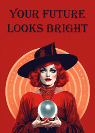 Fortune Teller Woman Holding Crystal Ball Bright Future Card