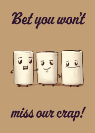 Funny Leaving Card with Cartoon Toilet Paper and Playful Text
