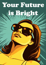 Inspirational card with confident woman and bright future message