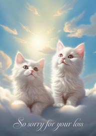 Sympathy Card with Two White Cats in Heavenly Clouds