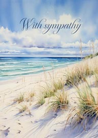 Serene Beach Scene Sympathy Card with Gentle Ocean Waves