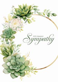 Elegant Sympathy Card with Green Succulent Floral Wreath Design