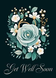 Elegant floral get well soon card with soft pastel flowers