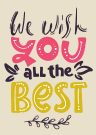 We Wish You All The Best Colorful Hand Lettered Card