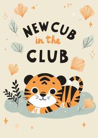 Cute New Cub in the Club Baby Announcement Card with Tiger