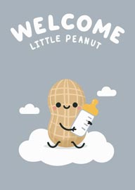 Cute Welcome Little Peanut Baby Card with Smiling Peanut
