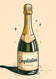 Illustration of Champagne Bottle with Congratulations Label