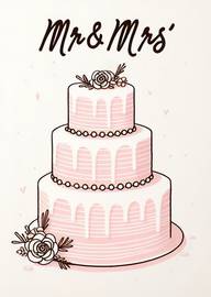 Elegant Mr and Mrs Wedding Cake Card with Floral Decoration