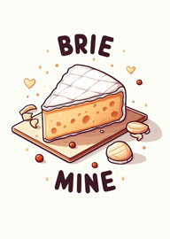 Cute Brie Cheese Pun Card with Hearts and Cheese Slices