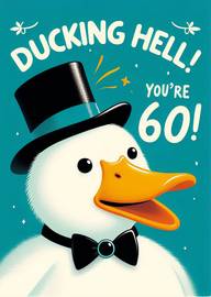 Humorous 60th Birthday Card Featuring Duck in Top Hat