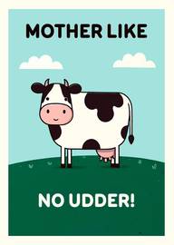 Funny Mother Like No Udder Cow Cartoon Mother's Day Card