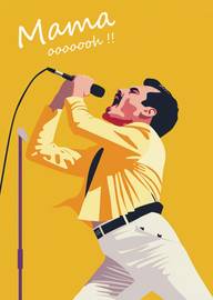 Bold Yellow Freddie Mercury Singing Mama Card