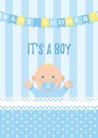 Cute Baby Shower Card It's a Boy Blue Theme with Pacifier