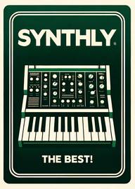 Synthesizer themed card with text synthly the best