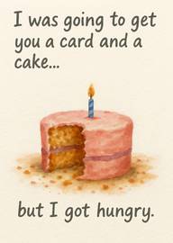 Humorous Birthday Card with Pink Cake and Single Candle