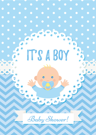 Cute Baby Shower Card It's a Boy Blue Pacifier Design