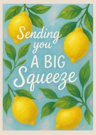 Bright lemons with green leaves sending a big squeeze message