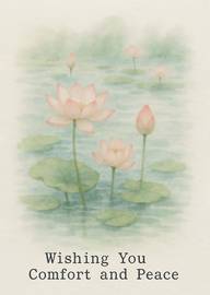 Soft Watercolor Lotus Flowers with Comfort and Peace Message