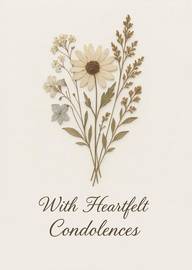 Elegant pressed flowers with heartfelt condolences message
