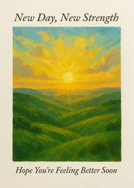 Sunrise Over Green Hills with Hopeful Get Well Message
